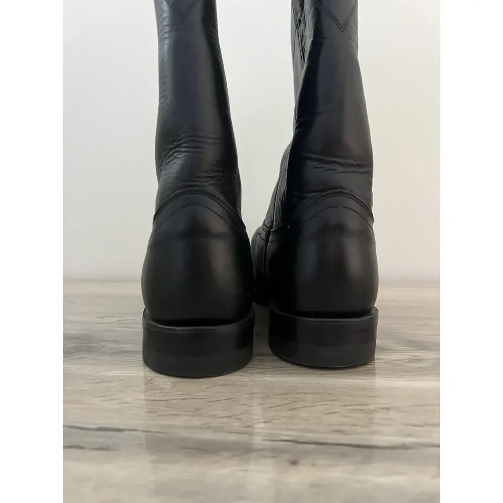 Justin Jackson 10” Roper Western Cowboy Boots Men 8E Black Leather 3133 57978